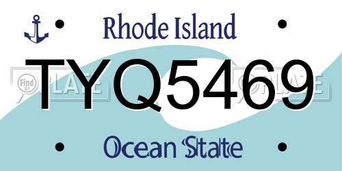 TYQ5469 Rhode Island License Plate