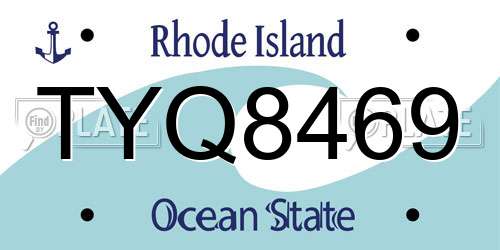 TYQ8469 Rhode Island License Plate