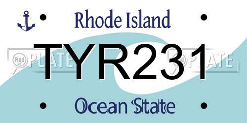 TYR231 Rhode Island License Plate