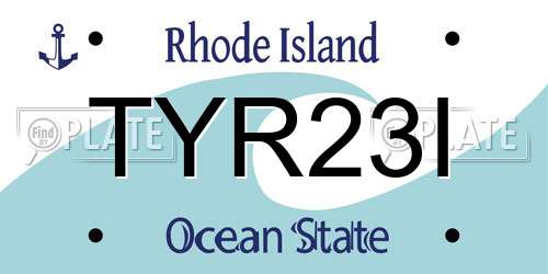 TYR23I Rhode Island License Plate