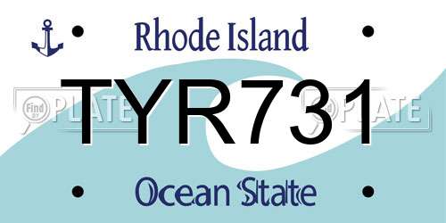TYR731 Rhode Island License Plate