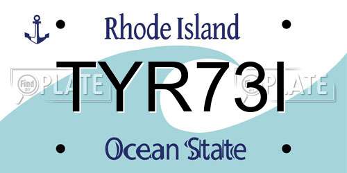 TYR73I Rhode Island License Plate