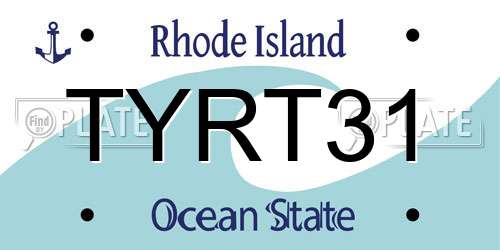 TYRT31 Rhode Island License Plate