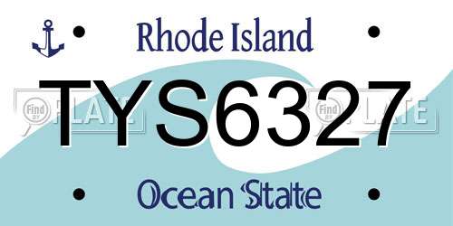 TYS6327 Rhode Island License Plate