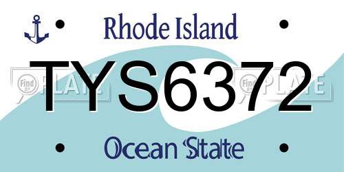 TYS6372 Rhode Island License Plate