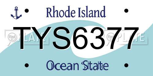TYS6377 Rhode Island License Plate