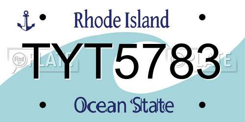 TYT5783 Rhode Island License Plate