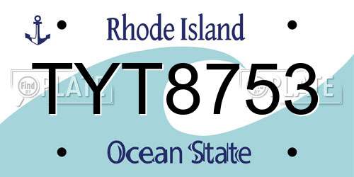 TYT8753 Rhode Island License Plate