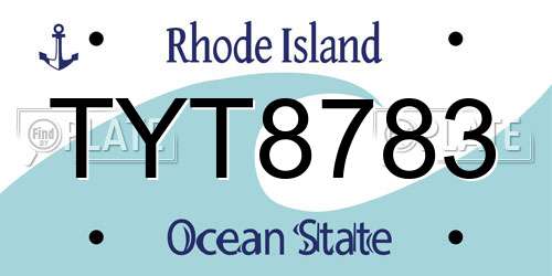 TYT8783 Rhode Island License Plate