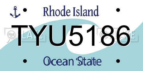 TYU5186 Rhode Island License Plate