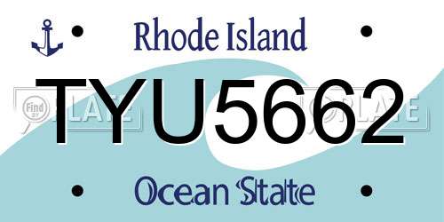TYU5662 Rhode Island License Plate