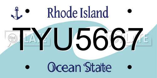 TYU5667 Rhode Island License Plate