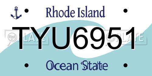 TYU6951 Rhode Island License Plate