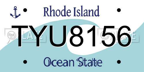 TYU8156 Rhode Island License Plate