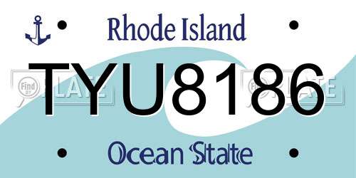 TYU8186 Rhode Island License Plate