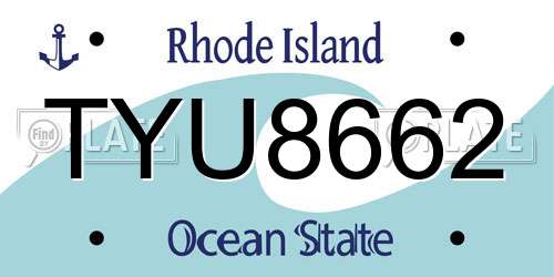 TYU8662 Rhode Island License Plate