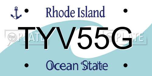TYV55G Rhode Island License Plate