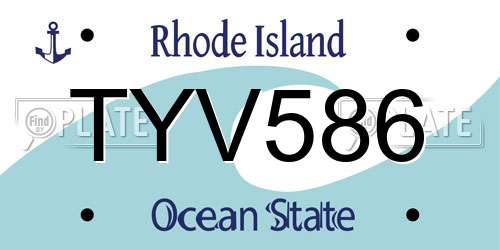 TYV586 Rhode Island License Plate