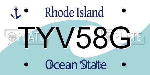 TYV58G Rhode Island License Plate