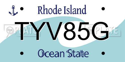 TYV85G Rhode Island License Plate