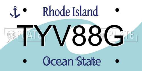 TYV88G Rhode Island License Plate