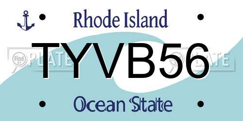 TYVB56 Rhode Island License Plate