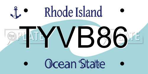 TYVB86 Rhode Island License Plate