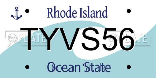 TYVS56 Rhode Island License Plate