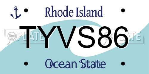 TYVS86 Rhode Island License Plate