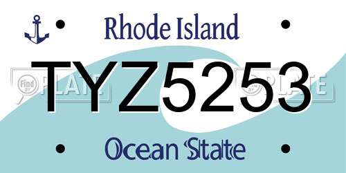 TYZ5253 Rhode Island License Plate