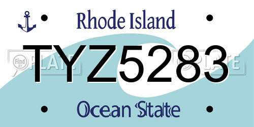 TYZ5283 Rhode Island License Plate