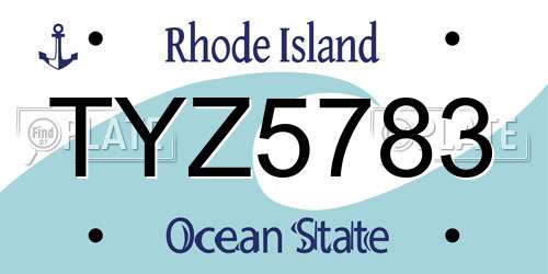 TYZ5783 Rhode Island License Plate