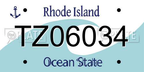 TZ06034 Rhode Island License Plate