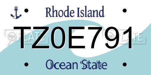 TZ0E791 Rhode Island License Plate