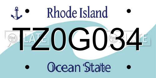 TZ0G034 Rhode Island License Plate