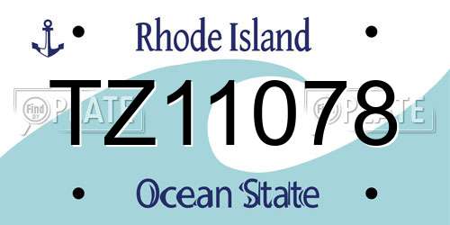TZ11078 Rhode Island License Plate