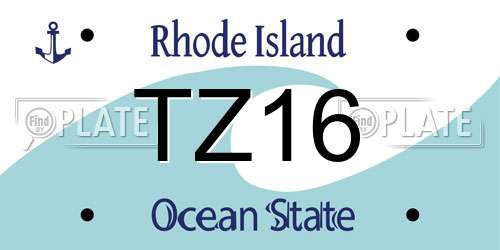TZ16 Rhode Island License Plate