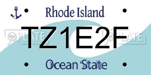 TZ1E2F Rhode Island License Plate