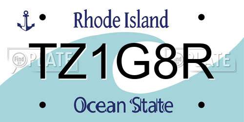 TZ1G8R Rhode Island License Plate