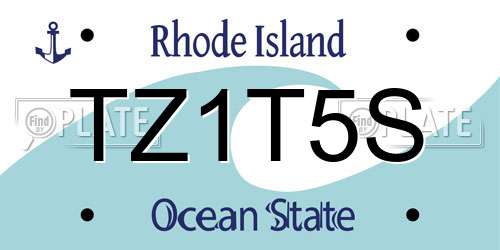 TZ1T5S Rhode Island License Plate