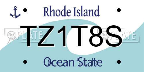 TZ1T8S Rhode Island License Plate