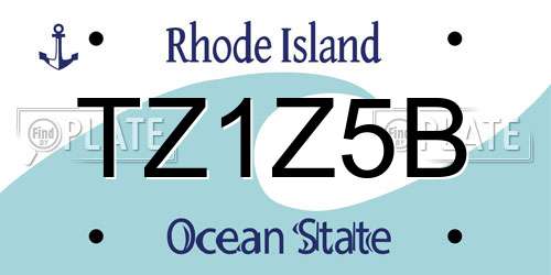 TZ1Z5B Rhode Island License Plate
