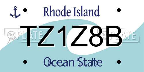 TZ1Z8B Rhode Island License Plate