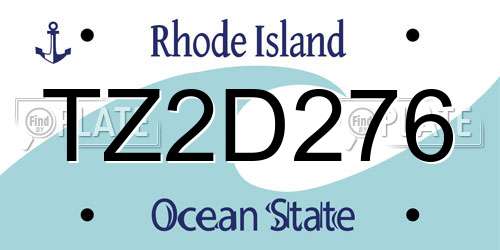 TZ2D276 Rhode Island License Plate