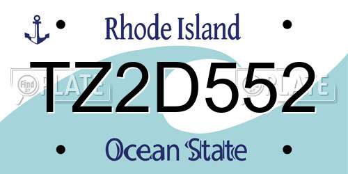 TZ2D552 Rhode Island License Plate