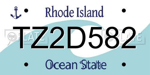 TZ2D582 Rhode Island License Plate