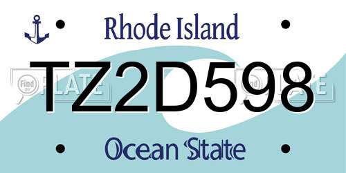 TZ2D598 Rhode Island License Plate