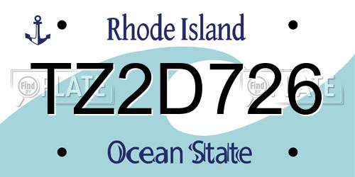 TZ2D726 Rhode Island License Plate