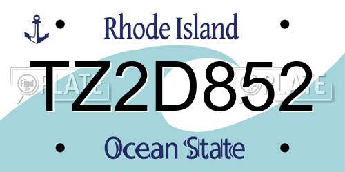 TZ2D852 Rhode Island License Plate