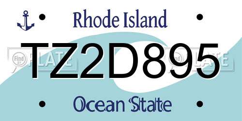 TZ2D895 Rhode Island License Plate